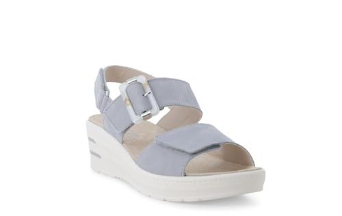 Sandale compensée en daim gris perle 019227q contre les pieds fatigués