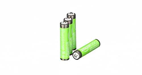 Image of Amazon Basics 4-Pack Rechargeable AAA NiMH High-Capacity Batteries, 850 mAh, 1.2V, Low Self Discharge, Pre-Charged, Recharge up to 500x Times