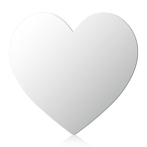 DARENYI 1PCS Frameless Acrylic Wall Mirror Tile 9.44 x 8.46 inches Decorative Heart Shaped Mirror Wall Mounted with Adhesive Tapes for Bedroom Living Room Entryway Hallway Vanity Home Decor