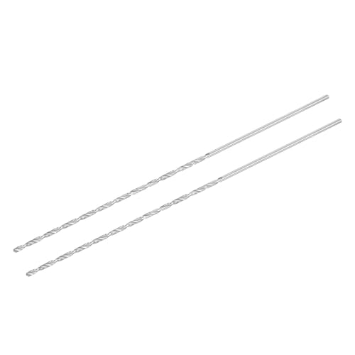 TA-VIGOR 2Pcs 3mm Extra Long Twist Drill Bits, 300mm Length High-Speed Steel HSS Straight Shank Spiral Drill Bits for Wood Metal Aluminum Plastic