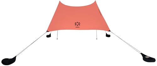 Image of Neso Portable Beach Tent Sun Shelter with Sand Anchor - Lightweight Beach Shade Canopy - Easy Setup for Family Outings - Patented Reinforced Corners - UPF 50+ Sun Protection - 7 x 7ft - Coral