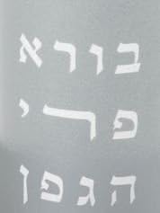 Wine Goblet Anodized Aluminum Decorated with Kiddush Prayer Designed by Artist Yair Emanuel (Silver)