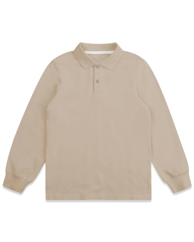 CUNYI Boys Long Sleeve Pique Polo Shirt School Uniform Button Closure Kids Golf Tops Cotton2