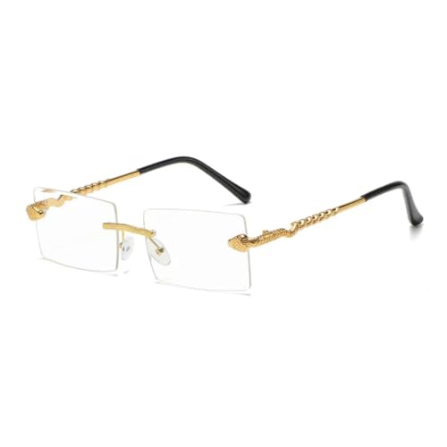 Vintage Rimless Snake Sunglasses for Men Women Luxury Travel Driving Metal Cutting Uv400