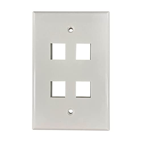 Image of Tripp Lite Safe-IT 4-Port Single-Gang Outlet Keystone Wall Plate, Electrical & AV Applications, Ivory Gloss, TAA Compliant, Manufacturer's Warranty (N042AB-004-IVG)