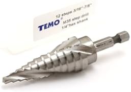 TEMO M35 코발트 나선형 스텝 드릴 유니빗 비트 0.5cm(0.2인치) -2.2cm(0.8인치) 12 사이즈 0.6cm(0.25인 — 사진 3