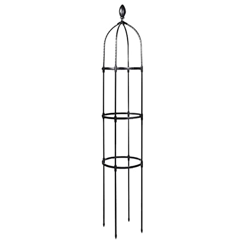 Obelisco enrejado de jardín, obelisco de metal para plantas trepadoras, jaula alta con revestimiento de polietileno, soporte para plantas al aire libre, hortalizas, vides