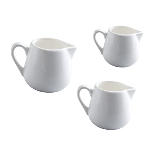 3pcs Ceramic Milk Jug Coffee Syrup Sauce Jugs Espresso Shots Milk Jugs Cappuccino Pitcher Milk Pitchers Kitchen Utensils Storage Container Milk Storage Jugs White Ceramics NAMOARLY