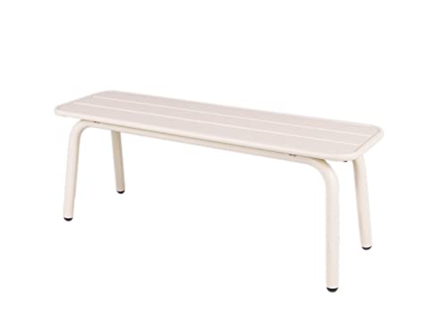 MaximaVida Gartenbank Max aus Metall 120 cm Elfenbein- ohne Rückenlehne