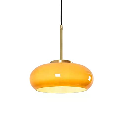 Suspension opaline verre de lait bronze 28cm style mid-century