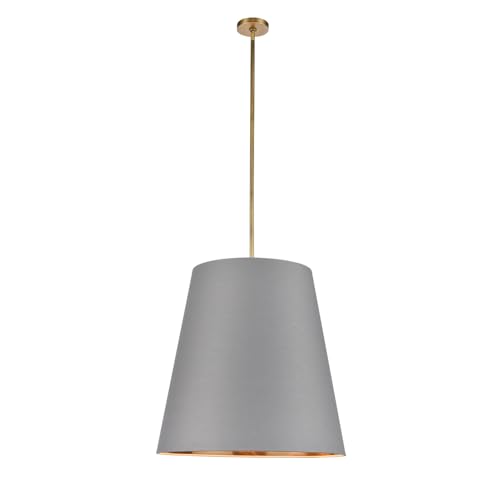 Alora PD311025VBGG Calor Pendant, Gray Linen with Gold Parchment/Vintage Brass