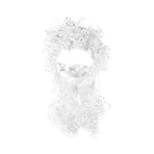 Ipetboom Christmas White Beard Wig Set Santa Claus Wig Kit Cosplay Santa Claus Beard for Event
