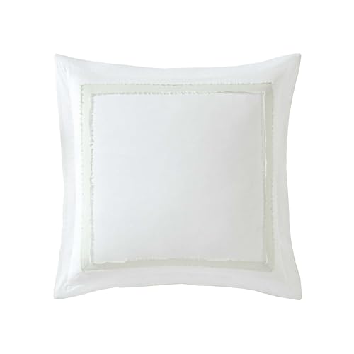 Image of Laura Ashley - Euro Sham, Soft Cotton Ramie Blend, Decorative Bedding Accent, Lightweight, Perfect for Layered Styling, College Dorm Room Essentials (Mila Green)