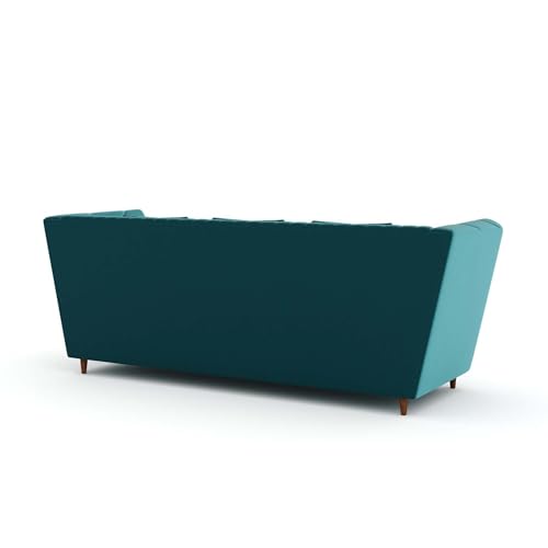 Image of Amazon Brand - Solimo Corell Tufted Velvet Fabric 3 Seater Sofa for Living Room Furniture (Teal)|3 Year Warranty