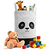 Fawn Hill Co Panda Laundry Hamper Basket for Baby Nursery or Toddler Room | Collapsable Storage Tote Organizer with Durable Handles for Clothes, Kids Toys, Dirty Laundry | Modern Decor (Black & White)