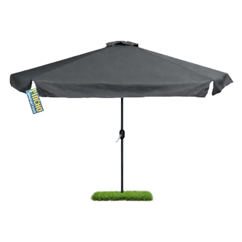 Pincho Sombrilla Terraza Exterior 300cm, Sombrilla Jardín Grande con Ventana Superior, Tela Poliéster 170gr/m2, Aluminio, Protección Solar UV50+ (ANTRACITA 330 CM)