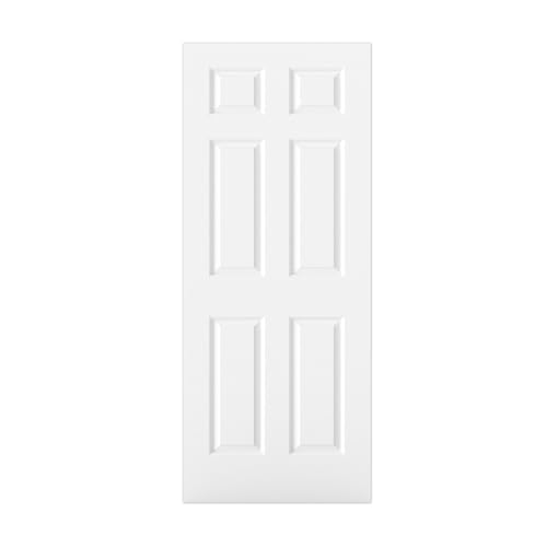 BARNSMITH 32x80 in Raised 6-Panel Textured White Primed Door Slab Classic Style Paintable Hollow Core Interior Door Panel for Pocket Swing Sliding Door No Pre-Drilling Durable and Lightweight