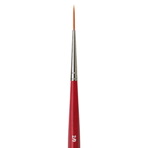 Image of da Vinci Watercolor Series 1280 CosmoTop Spin Paint Brush, Medium Needle-Sharp Liner Synthetic with Red Handle, Size 2 /0