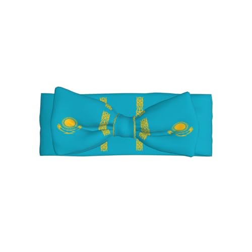 Flag of Kazakhstan Pattern Baby Bow Headband Super Stretchy Soft Bows Hair Accessories for Newborn Infants Toddlers Kids Girls