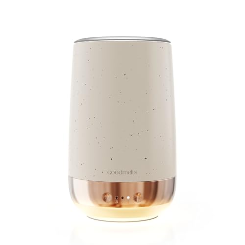 Image of Speckled White Aura Electric Wax Warmer | Scented Wax Melt Burner for Home Fragrance (600 Sq Ft Coverage) | Auto-Off Timer, Handmade Ceramic Body, 3 Ambient Light Settings | Safe, Smoke-Free