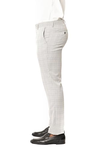 Slim Fit Plaid Mens Dress Pants Flat Front No Pleats 2311