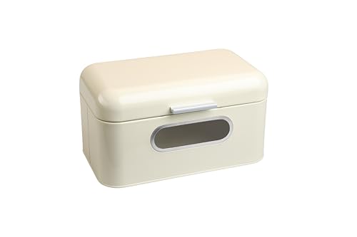 MOON HOME Brotkasten mit Sichtfenster - Breadvault Beige, aus Edelstahl, Metall-Brotkasten mit optimierter Belüftung, verlängert die Haltbarkeit Brot & Brötchen, rostfrei, 30 x 18 x 16 cm