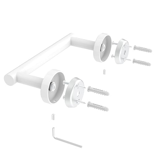 Image of RARXTR White Toilet Paper Holder SUS304 Stainless Steel Double Post Pivoting Toilet Paper Roll Holder Wall Mounted Toilet Tissue Holder for Commercial Bathroom RV Brushed Brass Finish