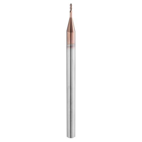 Image of HARFINGTON Ball Nose End Mill 4 Flute 0.031 inch Diameter 1 /8 inch Shank Tungsten Carbide Uncoated Spiral CNC Router Bits 0.093 inch Cutting Length Single End Ball for Carving Engraving Grinding