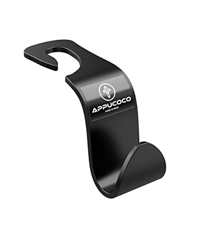Image of APPUCOCO Car Seat Headrest Storage Hooks /Hanger Universal Durable Organiser Space Saver for Handbag (Black, Pack of 4)
