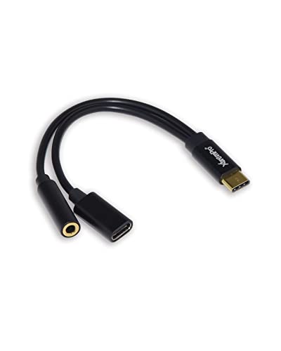 XtremPro Type C Port to 3.5mm, 2 in 1, Female Audio Jack Headphone and USB C Cable Adapter - Black (11169)