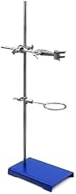 GLAB Laboratory Retort Stand Set with 24 Inch Steel Rod | Heavy Iron Base | Boss Head, Burette Clamp & Retort Ring | Chemistry & Physics Lab Stand | Made in India (pack of 1)