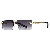SHEEN KELLY Retro randlose Sonnenbrille für Männer Frauen Rechteck Ultra-Small Frame Sonnenbrille Durchsichtige Brille