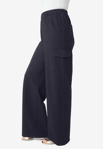 Roaman's Women's Plus Size Wide Leg Cargo Knit Jean3