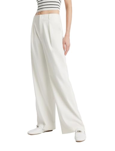 Women High Waisted Baggy Jeans Trendy White Straight Leg Full Length Boyfriends Jeans Y2K Denim Pants with Pockets, 27