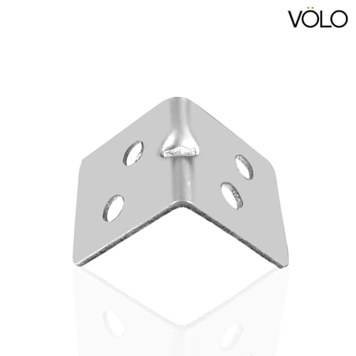 Image of VOLO Stainless Steel Pack of 12 Pieces L Angle Bracket for Wooden Shelf & Furniture Support | Heavy Duty Corner Bracket for Wall, Cabinet & Table Reinforcement (25mm X 25mm) | Rust Resistant
