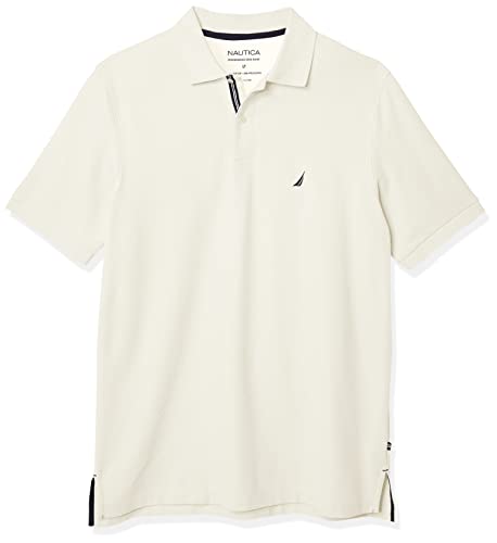 Nautica Men's Big-Tall Classic Fit Short Sleeve Solid Performance Deck Polo Shirt Shirt, -Sail Cream, 6X Big