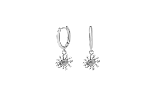 Boucles d'oreilles fermoir anneau argent 925 anti-perte, motif fleur Eguzkilore