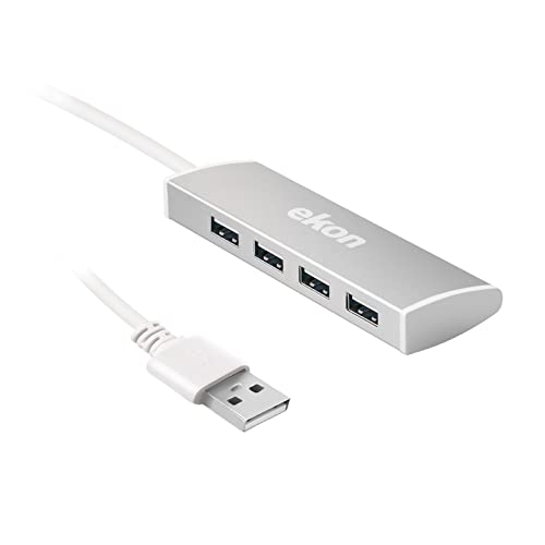 Ekon HUB multipuerto, 4 Puertos USB-A 2.0, Cable USB-A, para PC, portátil, ratón, Cables de Carga, teclados, memorias USB