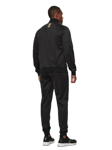 EA7 Men's Logo Zip Tracksuit, Black/Gold, XL