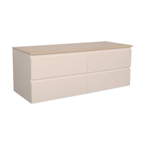  MOB-IN Sorrento - Mobile doppio lavabo sospeso con piano in legno, 120 cm