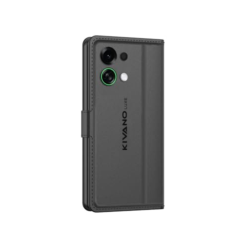 Image of KIVANO LUXE Compatible for Oppo K13 Turbo 5G Luxury Handmade Leather Magnetic Flip Folio Case | Card Holder & Kickstand | Slim Protective Cover | Unisex - Black
