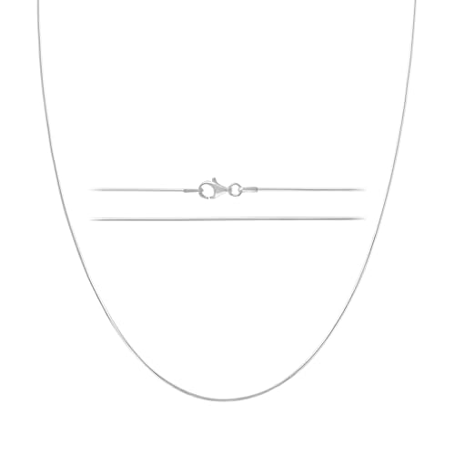 KISPER Silver 8 Sided Snake Chain Necklace –Thin, Dainty, 925 Sterling Silver Jewelry for Women & Men with Lobster Clasp – Made in Italy
