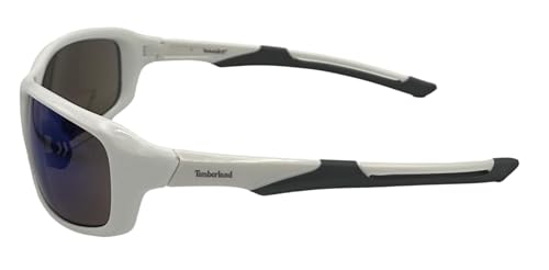 Timberland Sunglass Mens White Plastic Wrap, Blue Lens TB7275. 21B3
