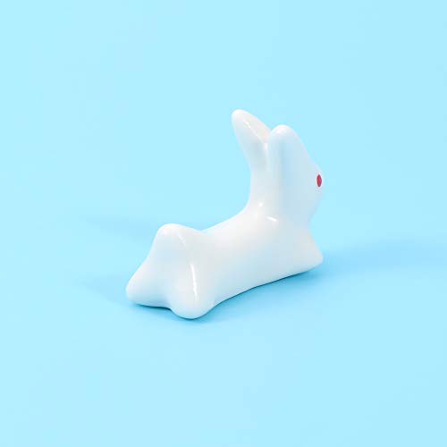 YASUOA 6 Pieces Ceramic Chopsticks Stand Cute Rabbit Design Dinner Tableware Holder Spoon Rest Chopstick Rack Pillow Care Rest for Home Kitchen Kids Women Girls Knife Fork Easter Decoration