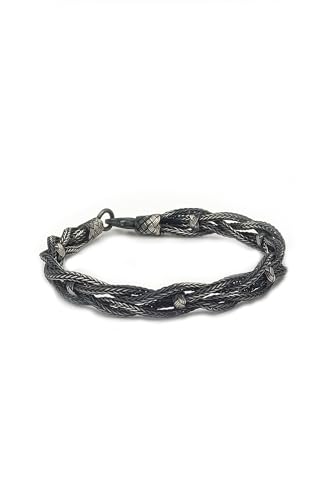 | Sterling Silver Bracelet For Men, Woven Bracelet, Celtic Viking Jewelry, Oxidized Silver Bracelet