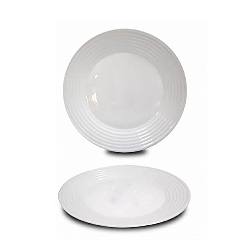 Hogar y Mas Plato Llano Ø27 cm Blanco en Set de 6, Vajilla Resistente y Elegante.