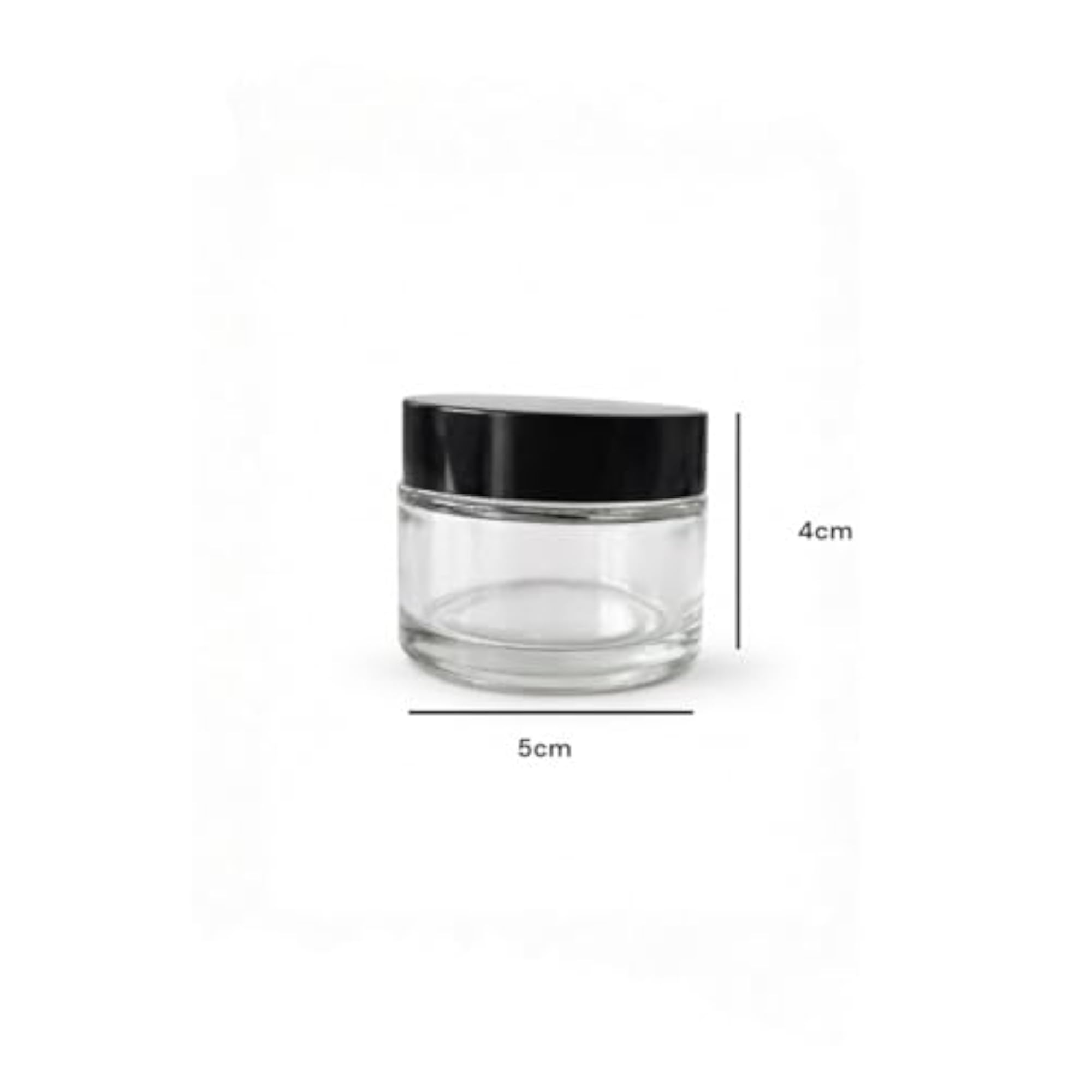 Clear Glass Cosmetic Jars with Black Lids, Pack of 3