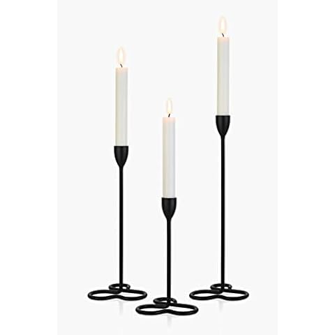 Faveaux Candle Holder Candlestick Holders Set of 3 for Candle Stick Taper Holders Stand Table Centerpieces Fits 2CM Tapers for Wedding, Christmas Party, 20-27.5-32.5CM, Matte Black Cover