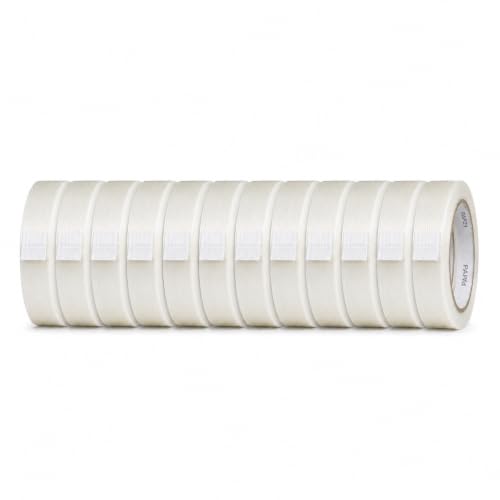 Image of GGR Supplies FIL-795 Fiberglass Reinforced Filament Strapping Tape - Heavy Duty Packing & Shipping Tape, Mono Directional, 1 in x 60 yds. Pack of 12 (5.5 Mil)