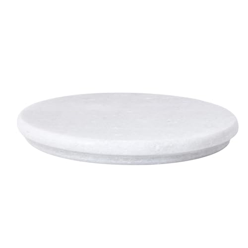 Image of VISMAY'S White Marble Chakla with Wooden Belan Set 10 Inch White Natural Stone Rolling Board and 12 Inch Wooden Rolling Pin for Roti Paratha Chapati Food Safe Non Slip (Set of 2)